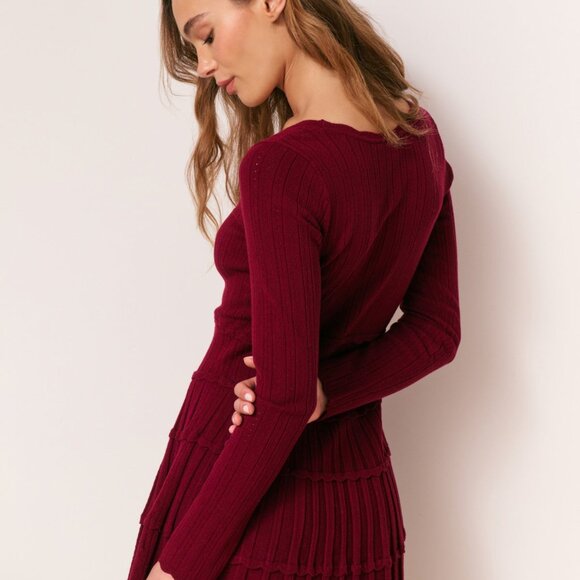 LoveShackFancy | Lavender Stretch Pointelle Mini Dress |Spiced Berry|XS|S|M|NWT - Picture 5 of 10